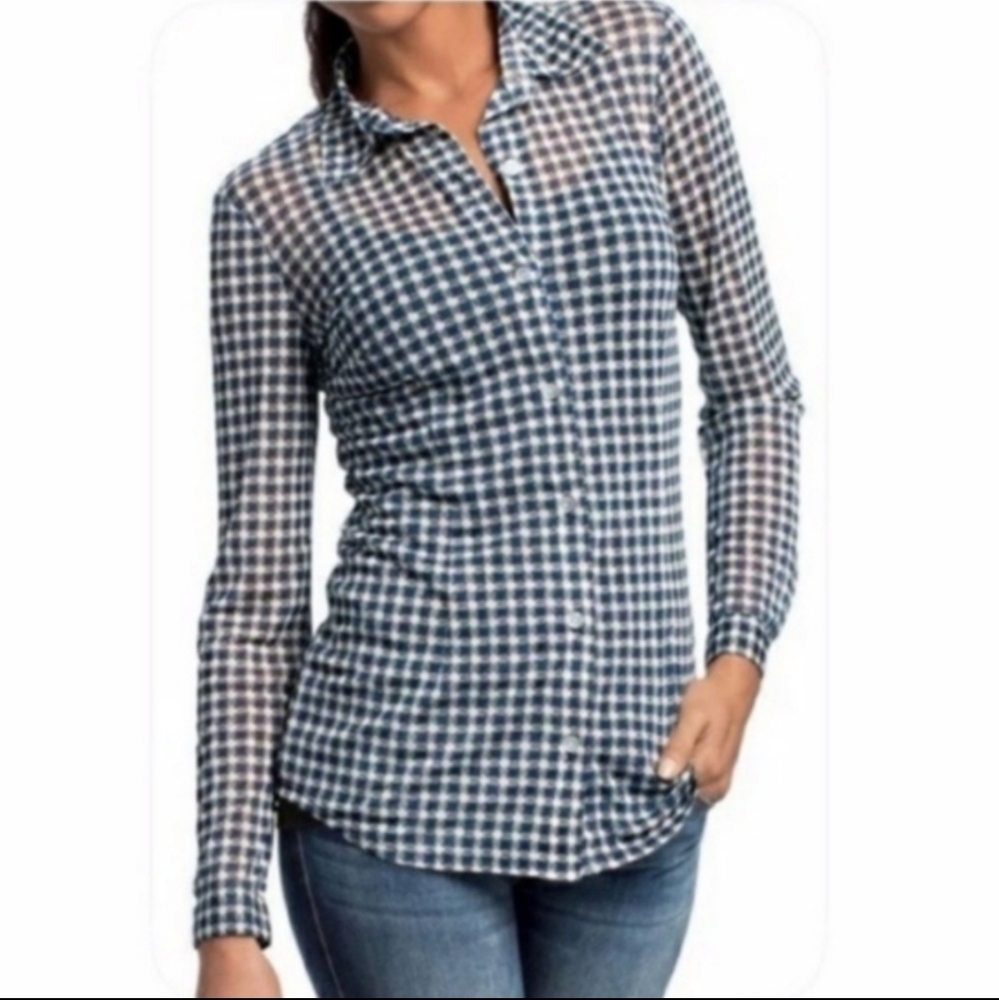 CAbi Sheer Buttom Up Blouse Medium